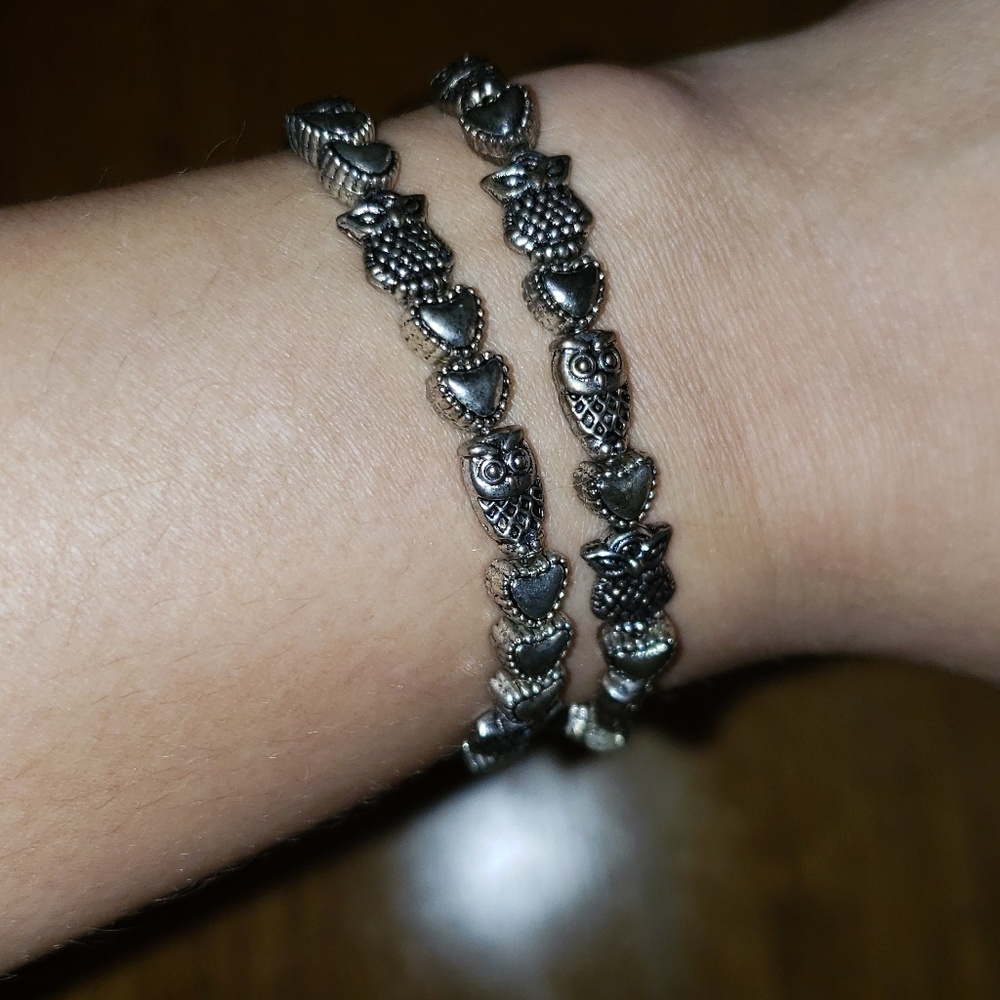 Silver Owl adorned bracelet
